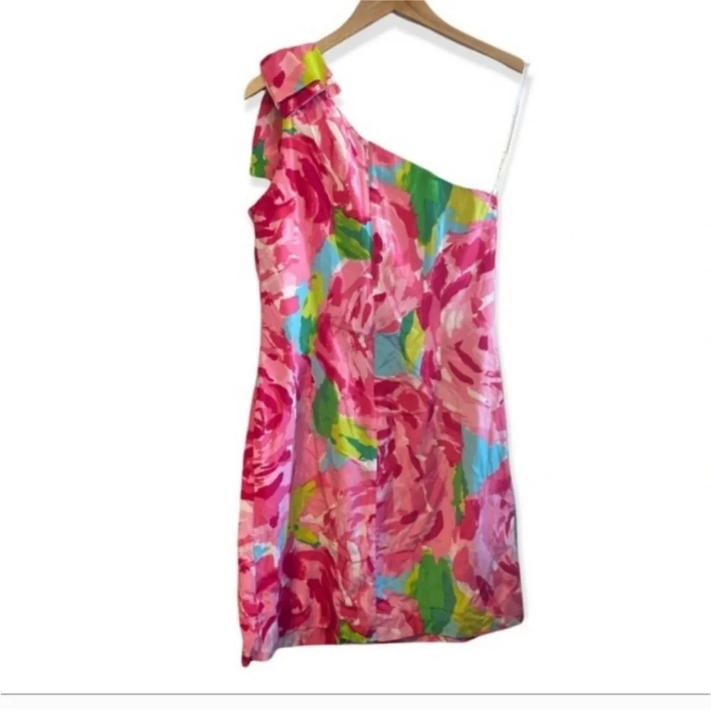 Lilly Pulitzer Pink and Green One-Shoulder Dress - Picture 5 of 6